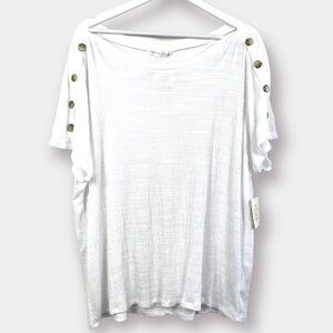 White Tunic Top Shirt Button Detail Size 3X